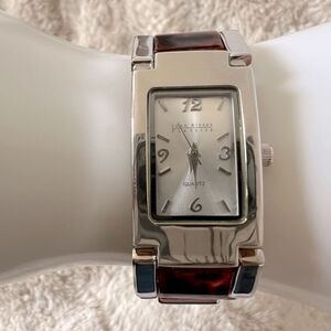 Joan Rivers Silver and Faux Tortoise Shell Chain Link Watch
